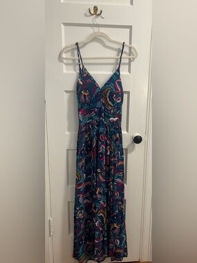 Jessica Simpson Teal Paisley Spaghetti-Strap Maxi Dress